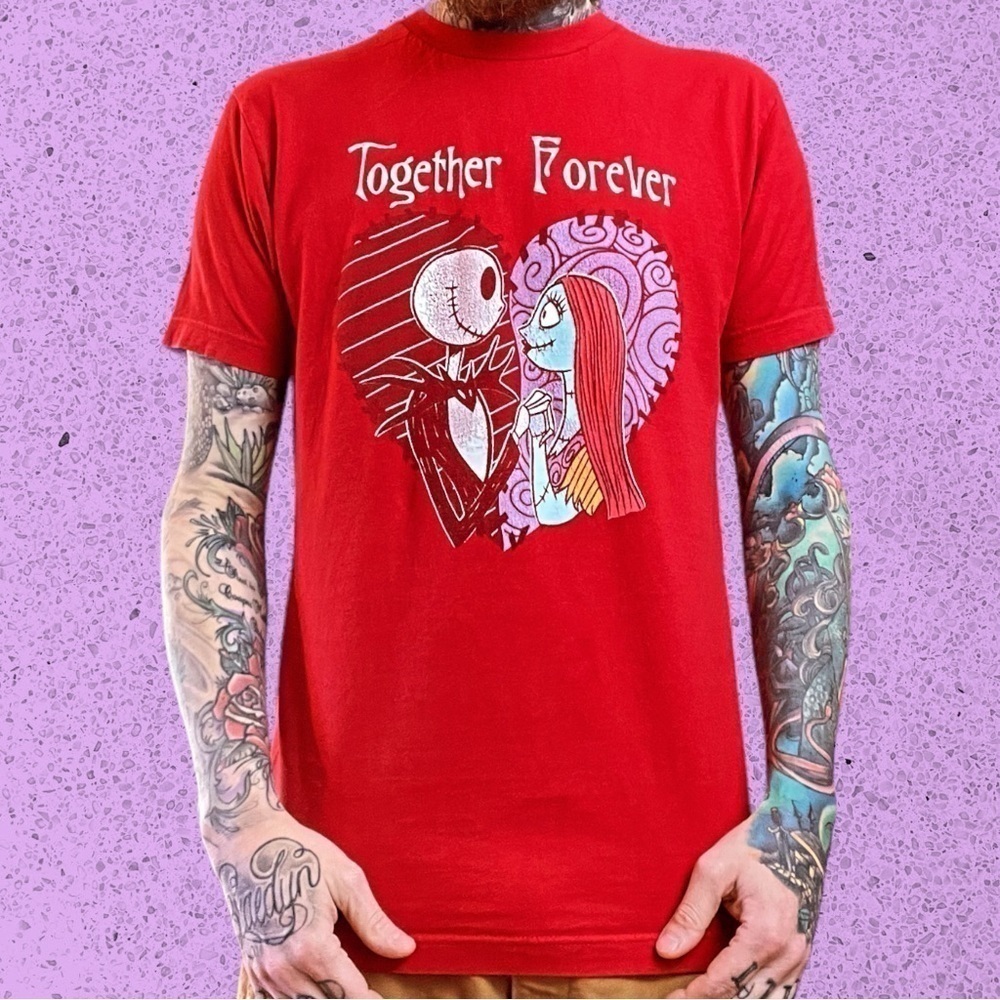 Nightmare before Christmas red Valentine’s Day t shirt men’s L together forever
